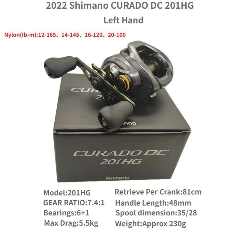 SHIMANO Curado DC 2022 200HG / 200XG / 201HG / 201XG, reel baitcast de perfil bajo para agua salada, relación 7.4:1 / 8.5:1