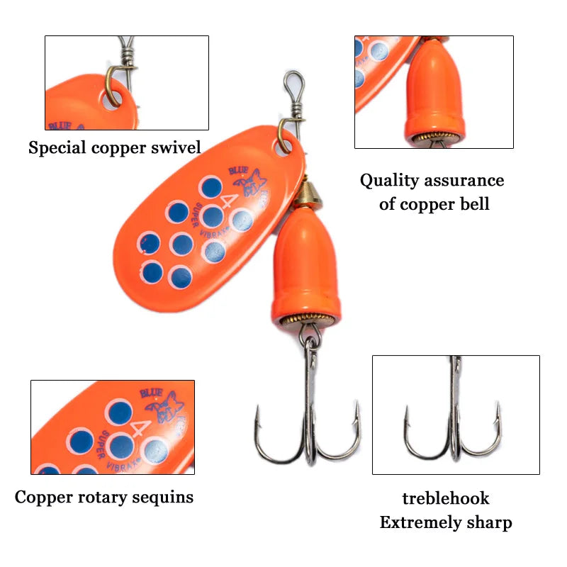 Señuelos de Pesca de Metal FT 1#-5# (5g 6g 8g 10g 16g) - Spinner Bait con anzuelo triple de alta calidad para lucio