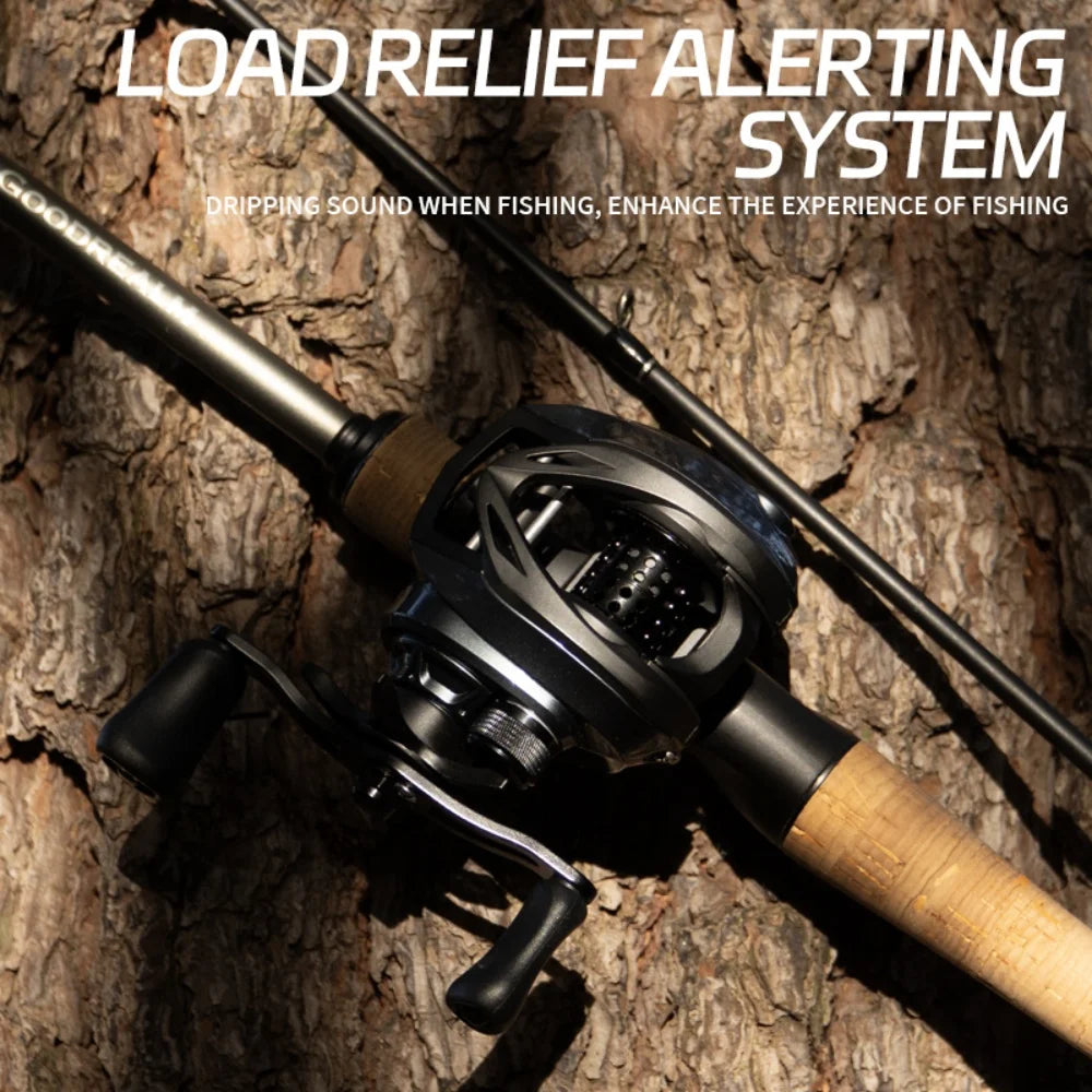 Reel rotativo baitcasting con freno electrónico DC 7.1:1, 6+1 rodamientos, sistema antienredo, arrastre de 6 kg, 168 g ultraliviano, ideal para pesca con señuelos de larga distancia