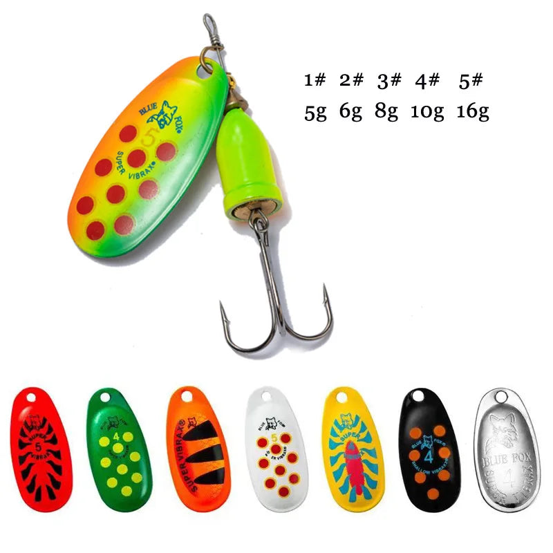Señuelos de Pesca de Metal FT 1#-5# (5g 6g 8g 10g 16g) - Spinner Bait con anzuelo triple de alta calidad para lucio