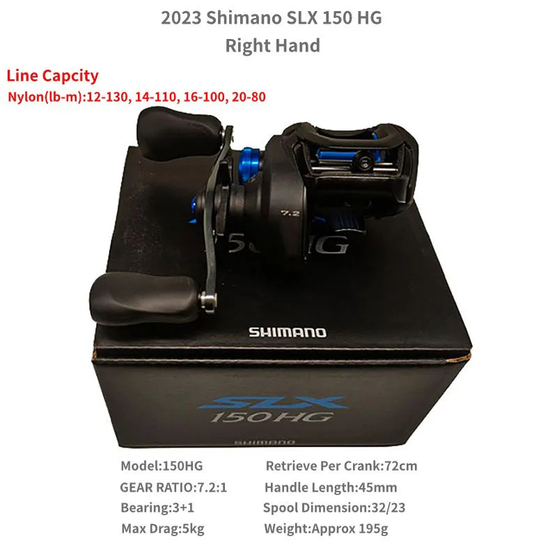 Shimano SLX A 2023 - 150 151 150HG 151HG 150XG 151XG, reel baitcast de perfil bajo para agua salada con bobina Magnumlite