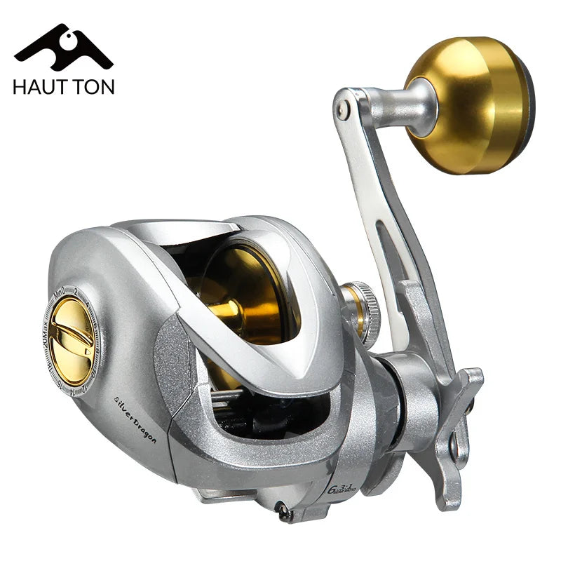 HAUT TON YL200 Reel Baitcasting de Metal, relación 6.3:1 alta velocidad, arrastre máximo 12 kg, perfecto para pesca en agua dulce y salada