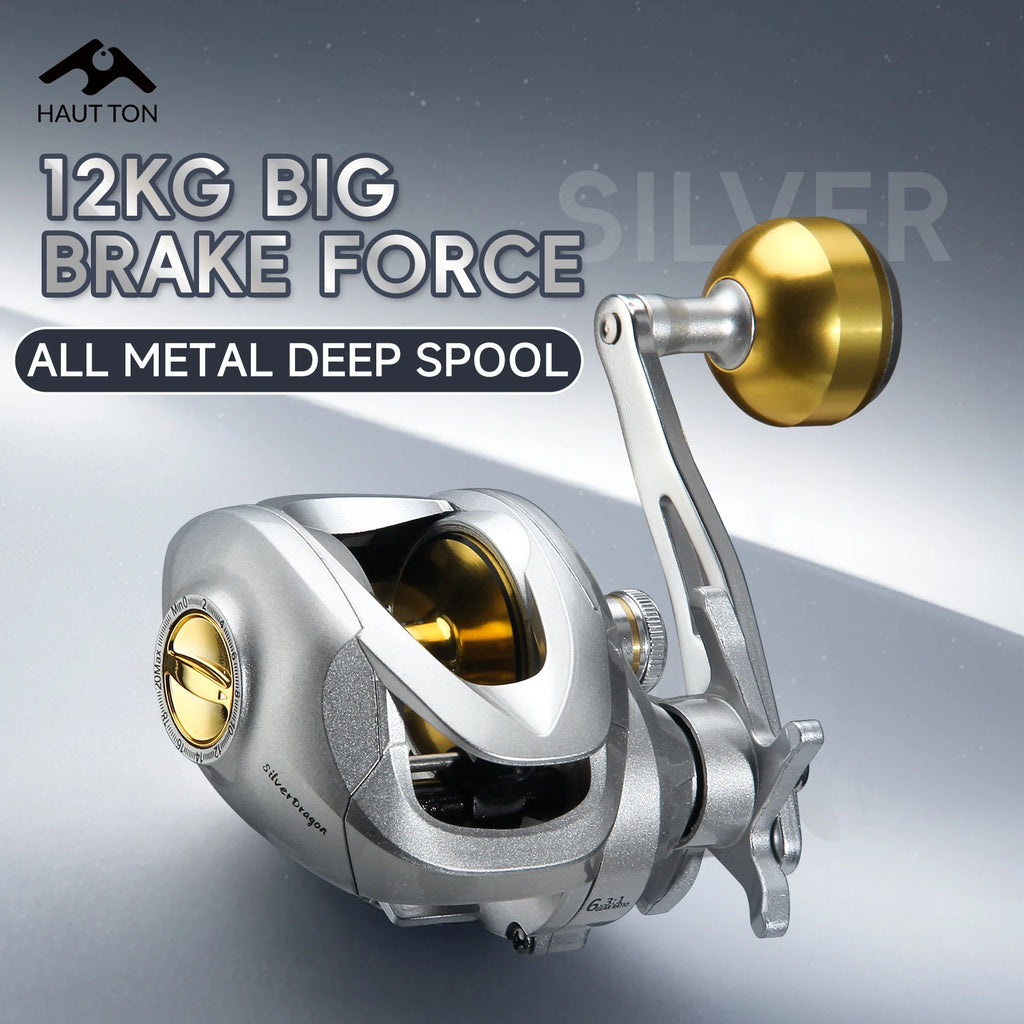 HAUT TON YL200 Reel Baitcasting de Metal, relación 6.3:1 alta velocidad, arrastre máximo 12 kg, perfecto para pesca en agua dulce y salada