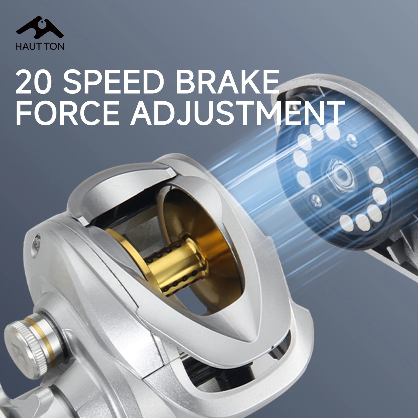 HAUT TON YL200 Reel Baitcasting de Metal, relación 6.3:1 alta velocidad, arrastre máximo 12 kg, perfecto para pesca en agua dulce y salada