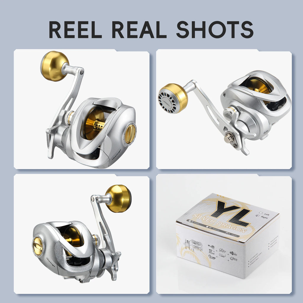 HAUT TON YL200 Reel Baitcasting de Metal, relación 6.3:1 alta velocidad, arrastre máximo 12 kg, perfecto para pesca en agua dulce y salada