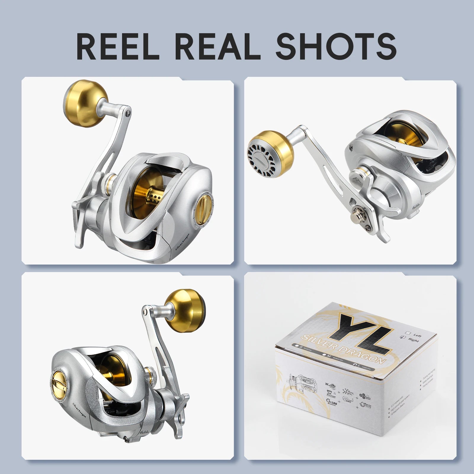 HAUT TON YL200 Reel Baitcasting de Metal, relación 6.3:1 alta velocidad, arrastre máximo 12 kg, perfecto para pesca en agua dulce y salada