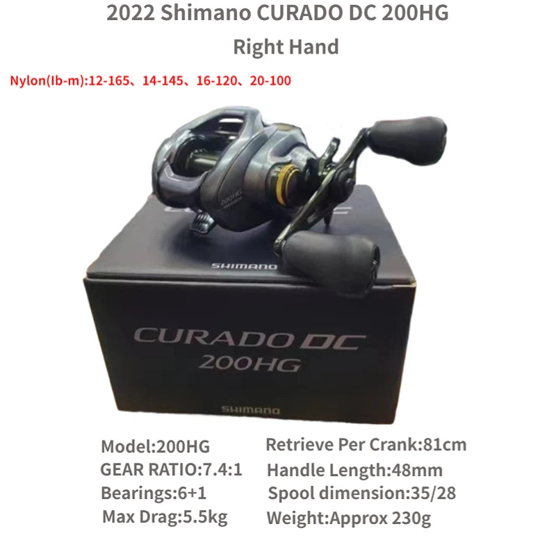 SHIMANO Curado DC 2022 200HG / 200XG / 201HG / 201XG, reel baitcast de perfil bajo para agua salada, relación 7.4:1 / 8.5:1