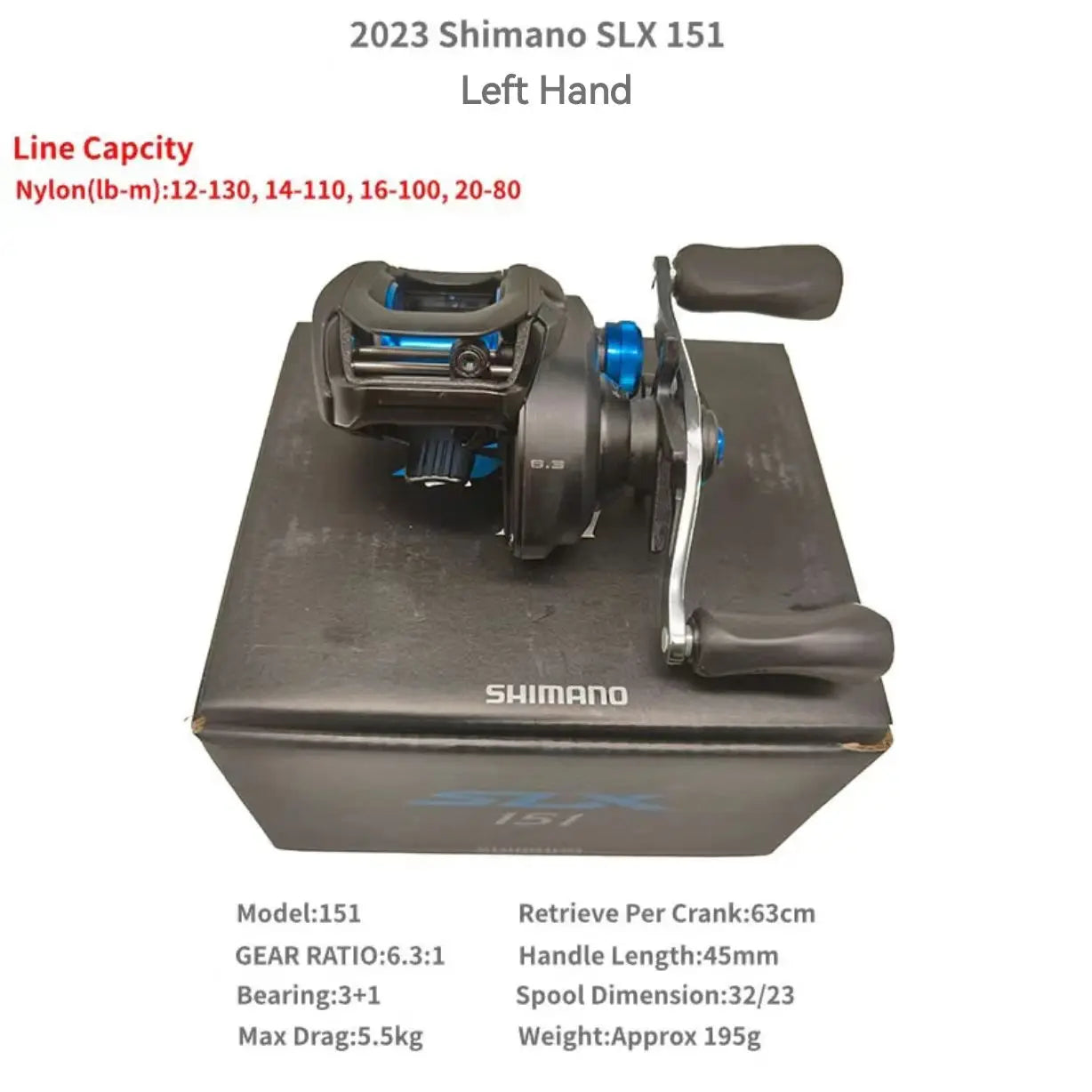 Shimano SLX A 2023 - 150 151 150HG 151HG 150XG 151XG, reel baitcast de perfil bajo para agua salada con bobina Magnumlite