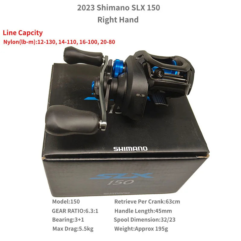 Shimano SLX A 2023 - 150 151 150HG 151HG 150XG 151XG, reel baitcast de perfil bajo para agua salada con bobina Magnumlite