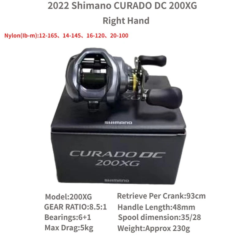SHIMANO Curado DC 2022 200HG / 200XG / 201HG / 201XG, reel baitcast de perfil bajo para agua salada, relación 7.4:1 / 8.5:1