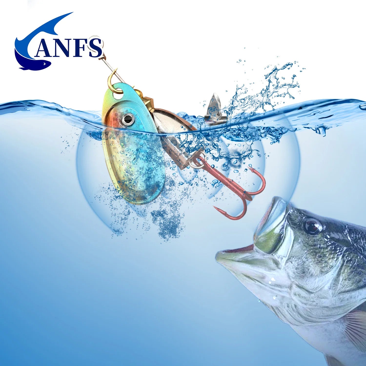 ANFS 5 señuelos de pesca de cobre – cucharas giratorias surtidas de colores con caja de señuelos, regalo ideal para pescadores