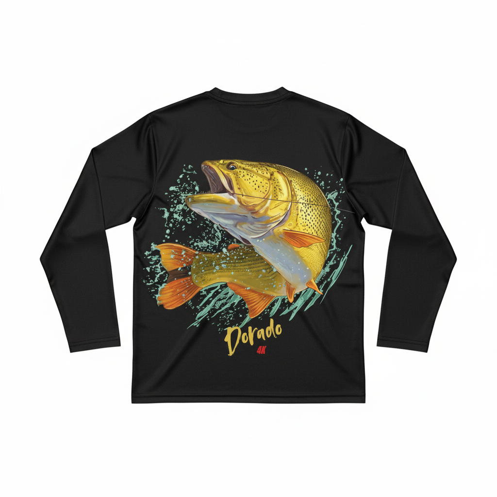 Camiseta HALP4K UV Negra - Vista Trasera Dorado