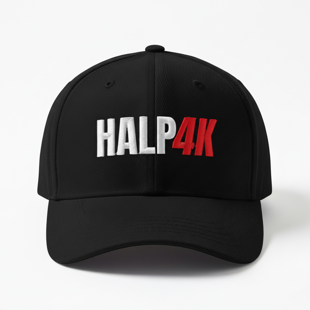 Gorra HALP4K Bordada Negra - Vista Frontal