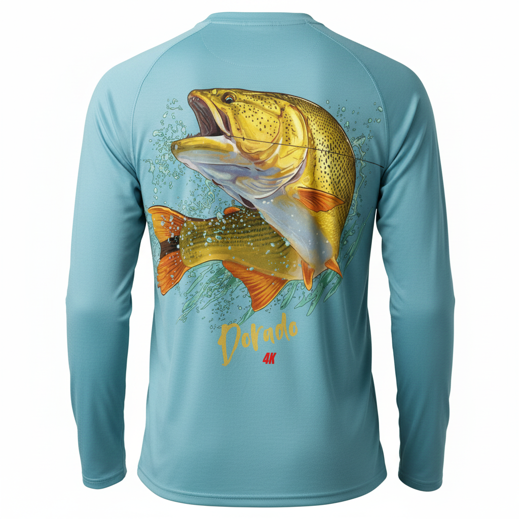 Camiseta HALP4K UV Celeste - Vista Trasera Dorado