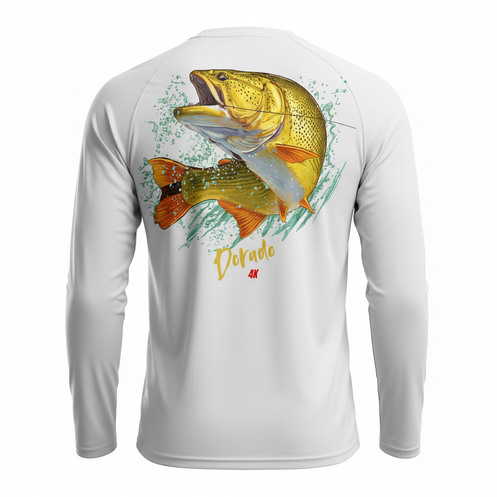 Camiseta HALP4K UV Blanca - Vista Trasera Dorado
